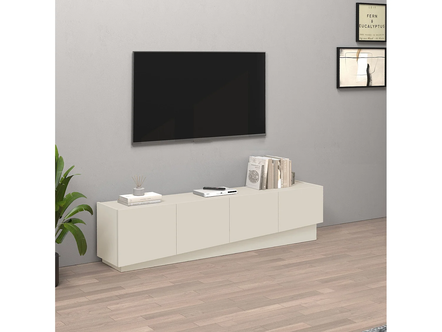 Mobile porta TV Vela con 4 ante colore cashmere 180x35x45,4 cm