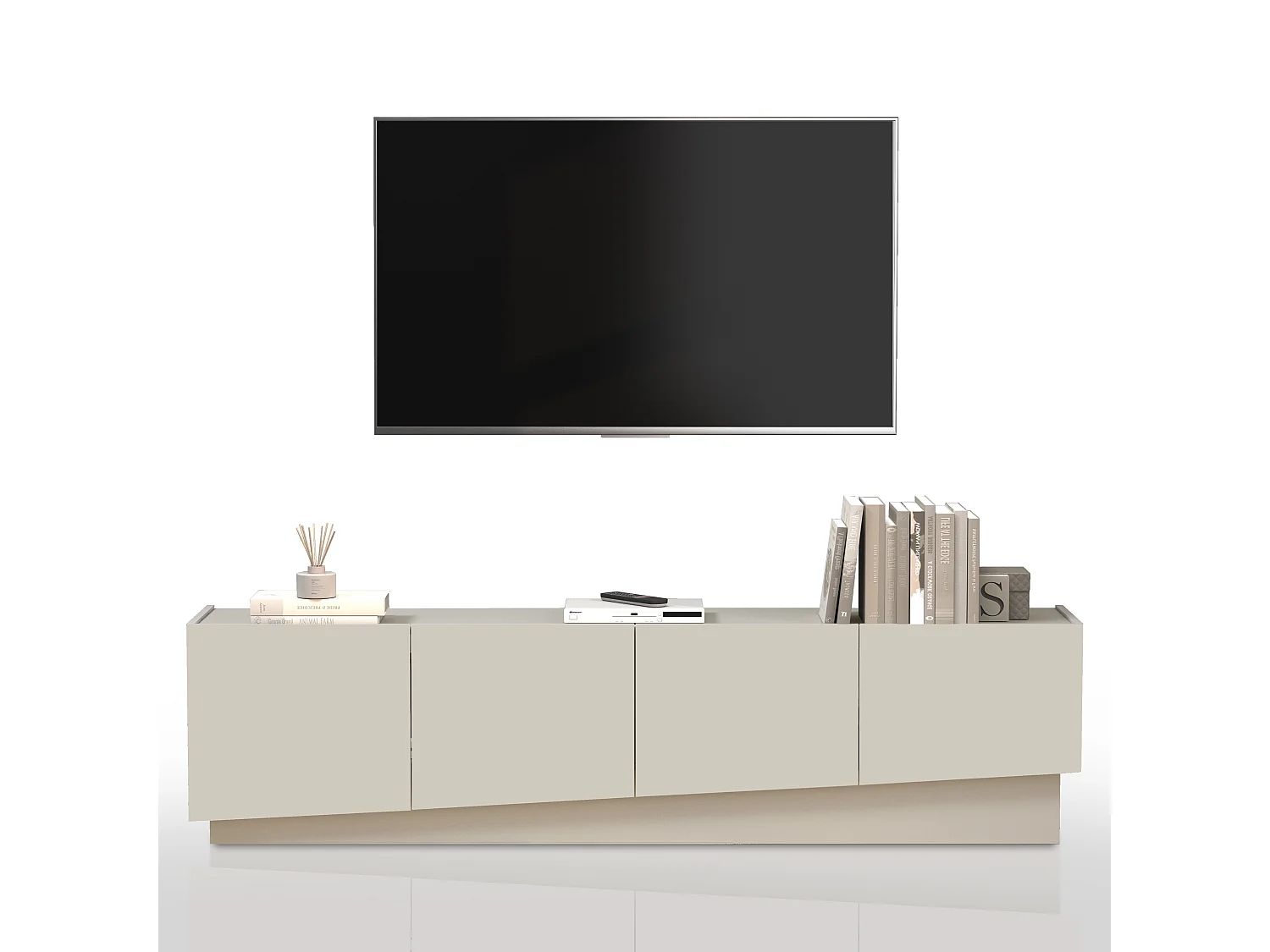 Mobile porta TV Vela con 4 ante colore cashmere 180x35x45,4 cm
