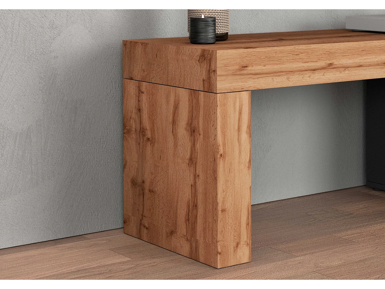 Mobile porta tv Chronos estensibile con 1 anta a ribalta antracite/rovere 190/350x40x51 cm