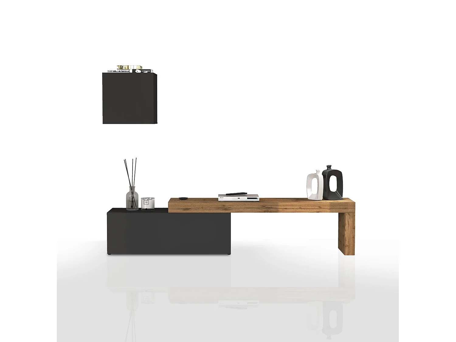 Parete attrezzata Chronos set soggiorno antracite opaco e rovere 180/290x40 cm