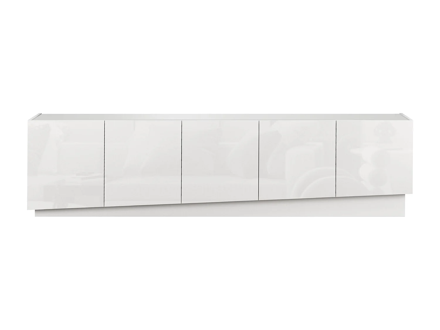 Mobile porta TV Vela con 5 ante colore bianco lucido 225x35x60,4 cm