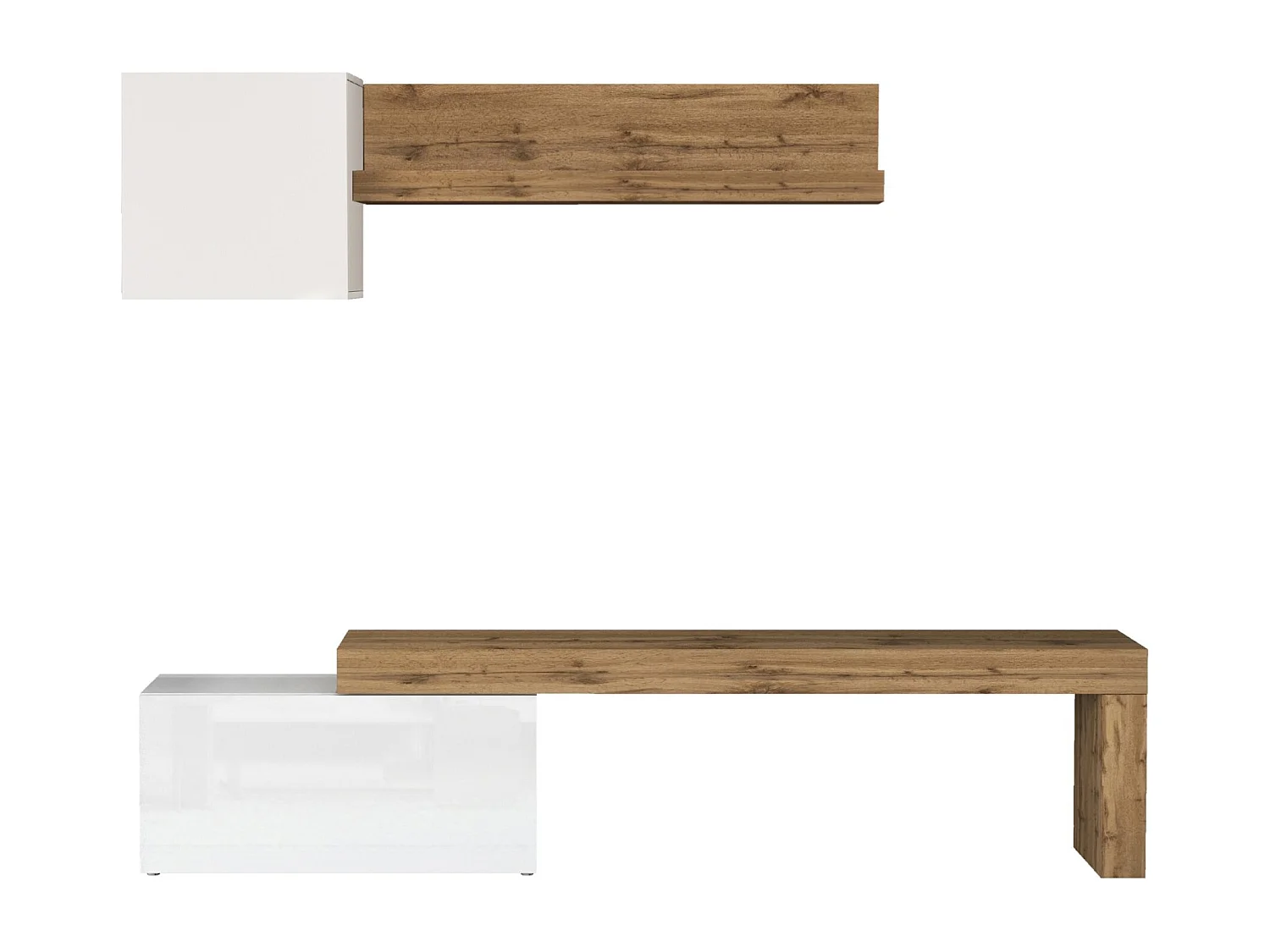 Parete attrezzata Chronos set soggiorno bianco lucido e rovere 180/260x40 cm