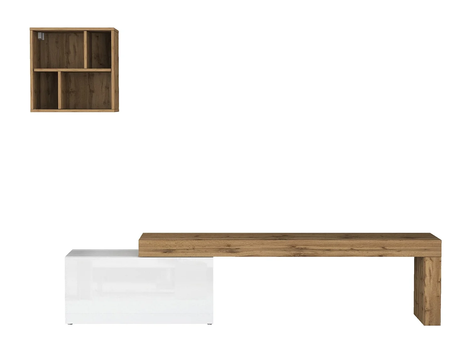 Parete attrezzata Chronos set soggiorno bianco lucido e rovere 180/260x40 cm