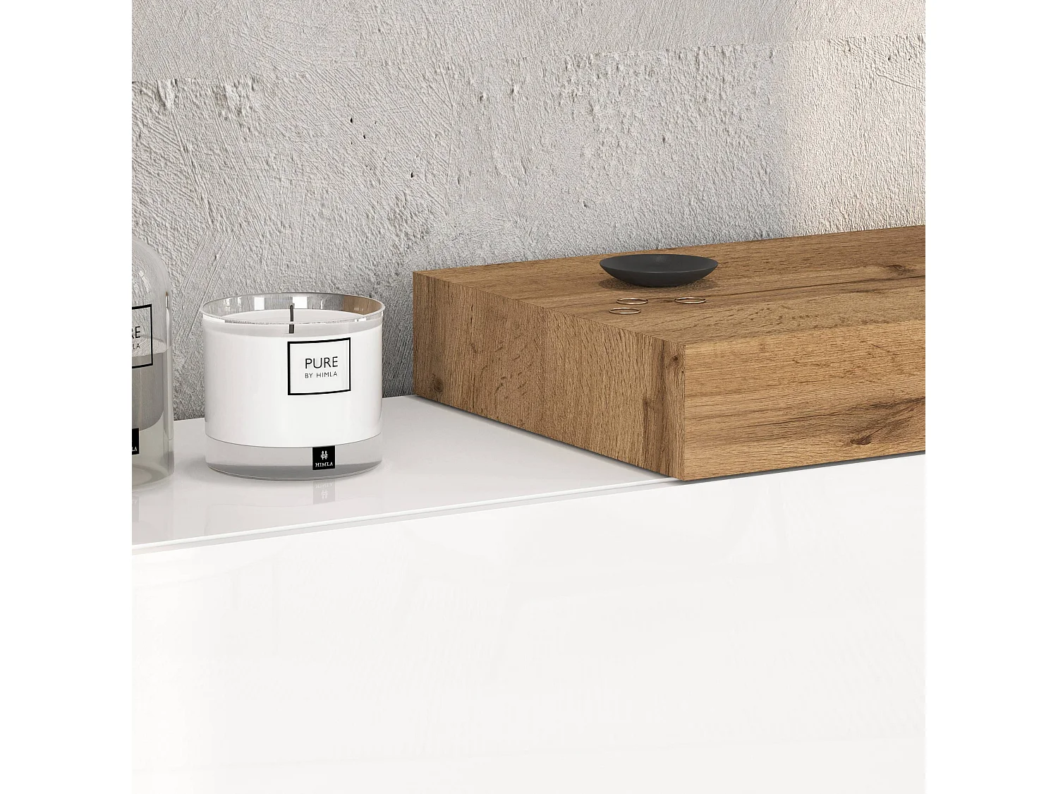 Parete attrezzata Chronos set soggiorno bianco lucido e rovere 180/260x40 cm