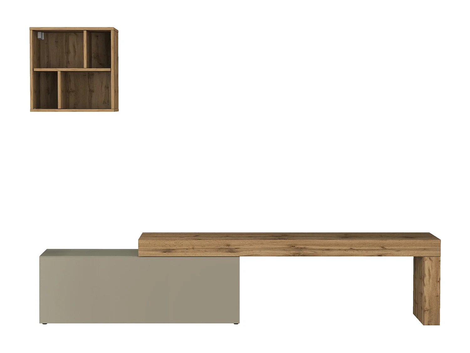 Parete attrezzata Chronos set soggiorno tortora opaco e rovere 180/290x40 cm