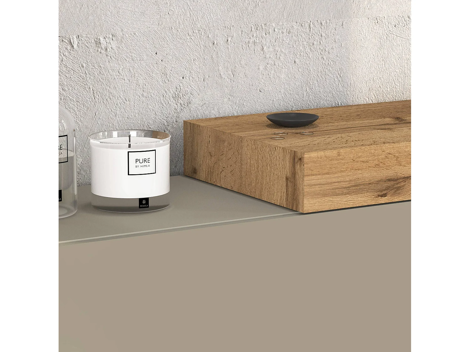 Parete attrezzata Chronos set soggiorno tortora opaco e rovere 180/290x40 cm