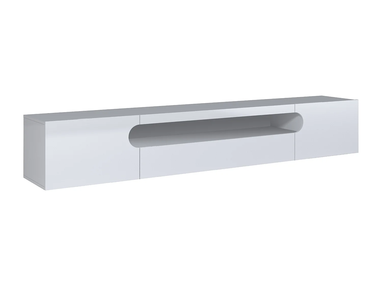 Mobile porta tv Real a 2 ante 1 ribalta e 1 vano aperto bianco lucido 240x40x40 cm