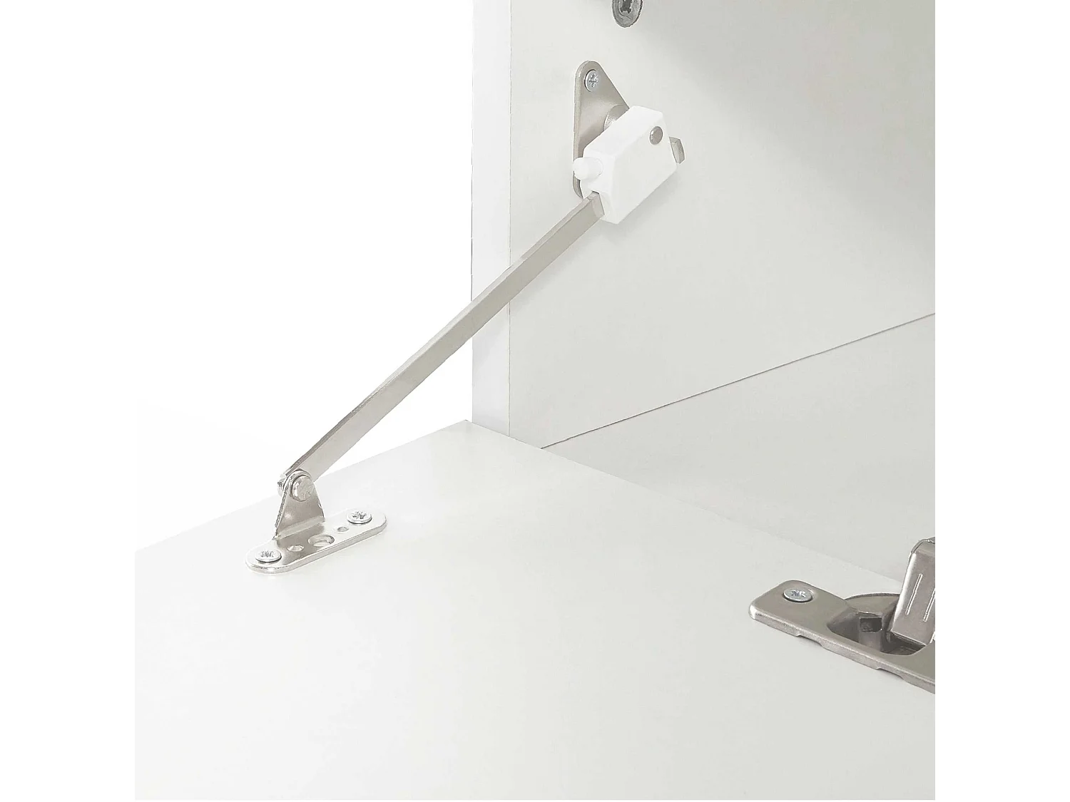 Mueble TV Real con 2 puertas, 1 puerta abatible y 1 compartimento abierto, blanco brillo, 240 x 40 x 40 cm