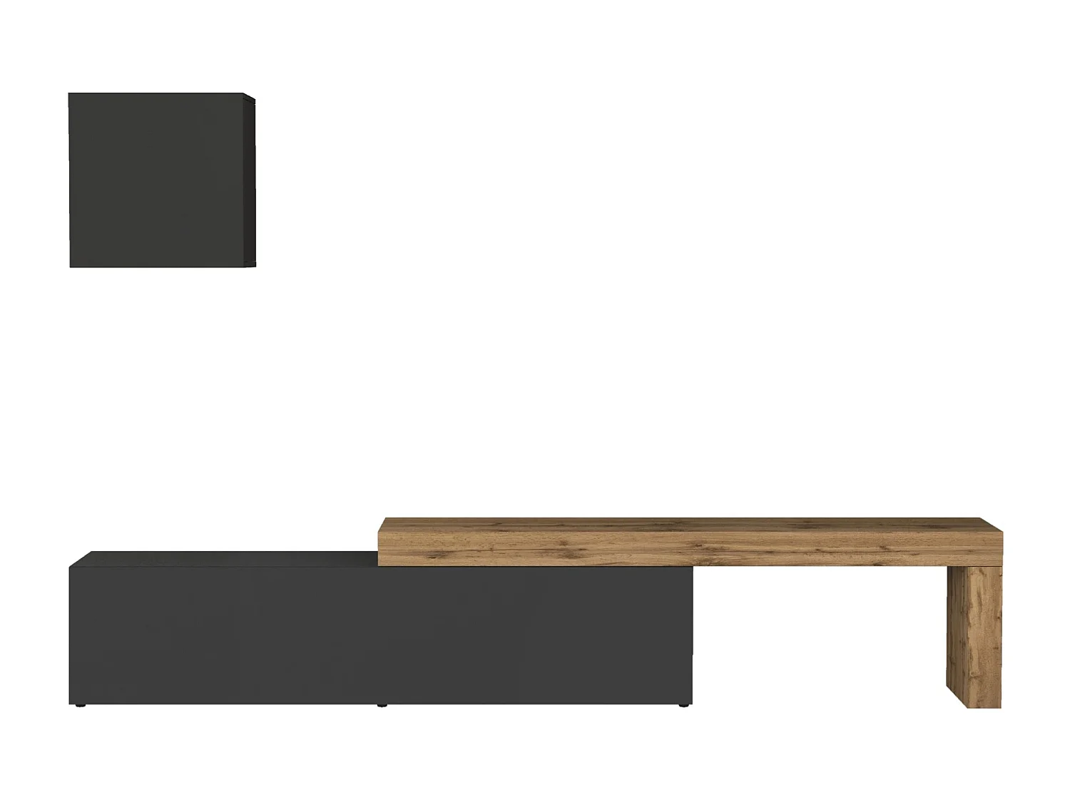 Parete attrezzata Chronos set soggiorno antracite opaco e rovere 190/350x40 cm