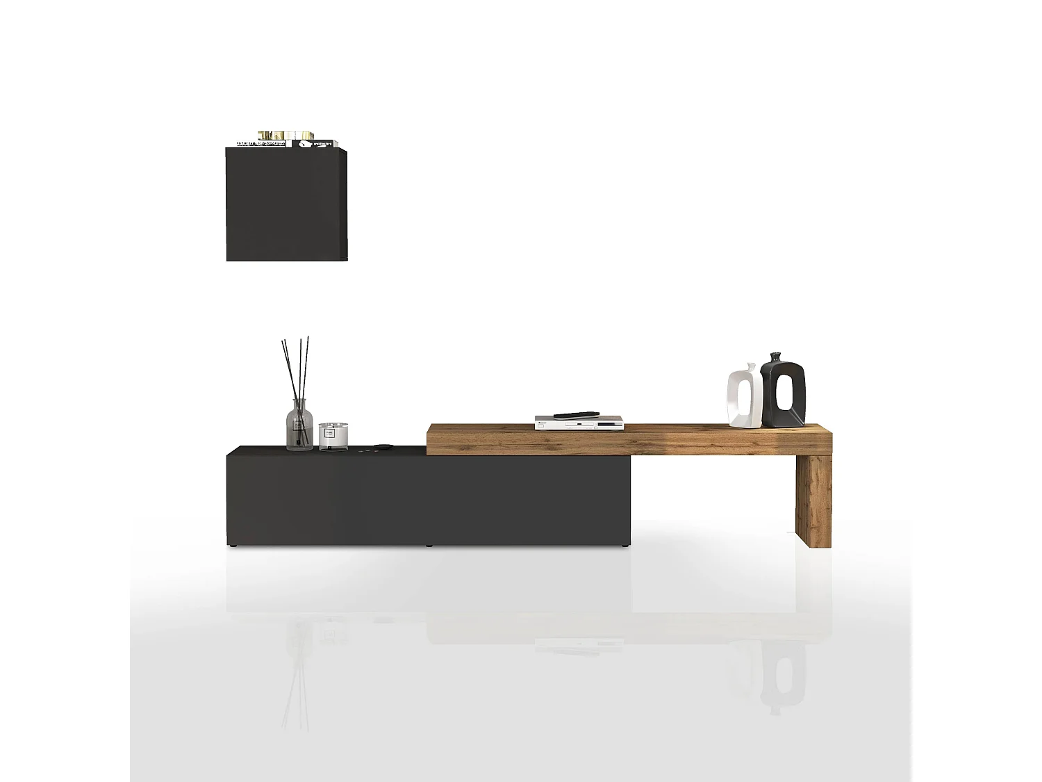 Parete attrezzata Chronos set soggiorno antracite opaco e rovere 190/350x40 cm