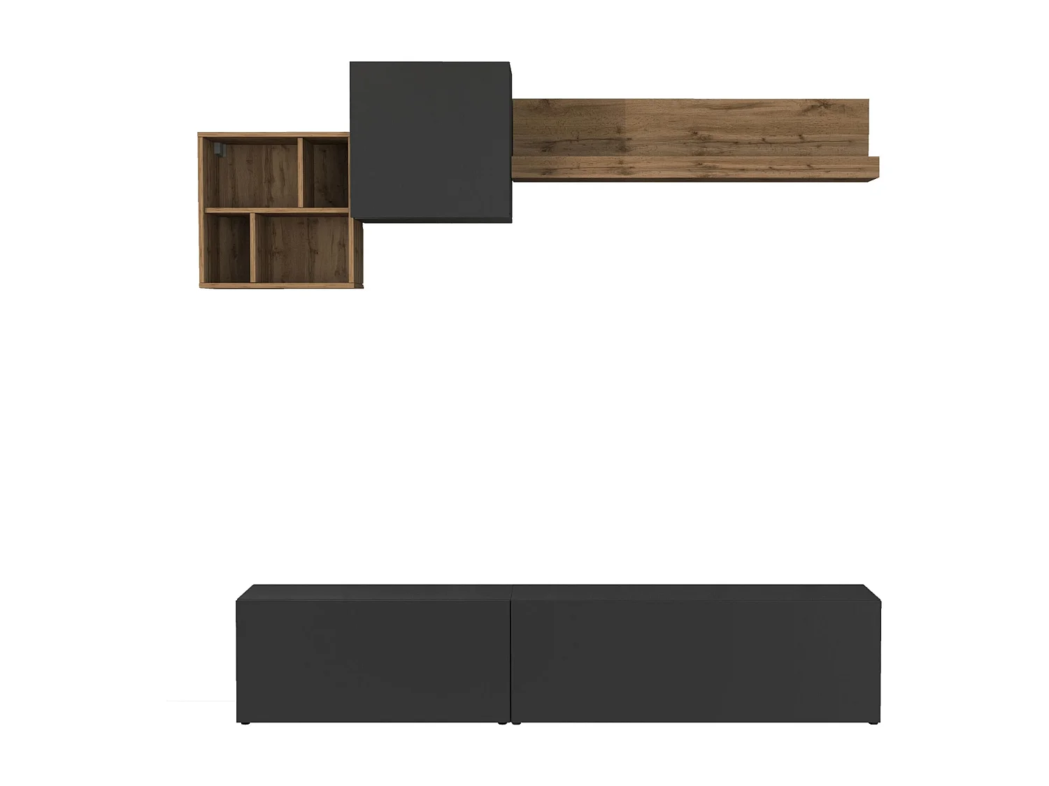 Parete attrezzata Chronos set soggiorno Antracite Opaco e Rovere 180/260x40 cm