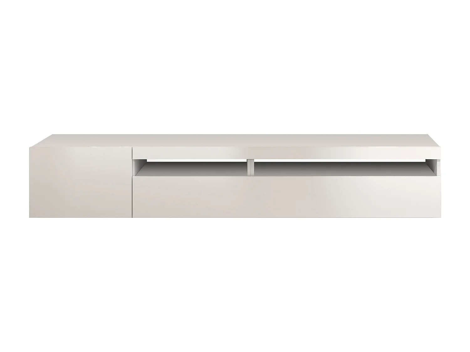 Mobile porta tv Potenza con 2 ante e 2 vani bianco lucido 200x40x36 cm