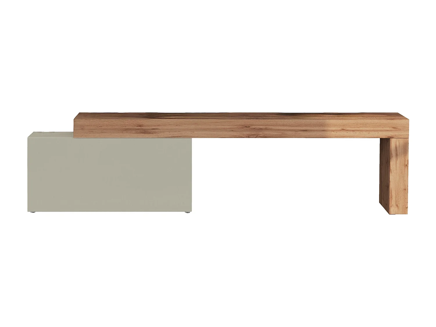 Mobile porta tv Chronos estensibile con 1 anta a ribalta tortora/rovere 180/260x40x51 cm