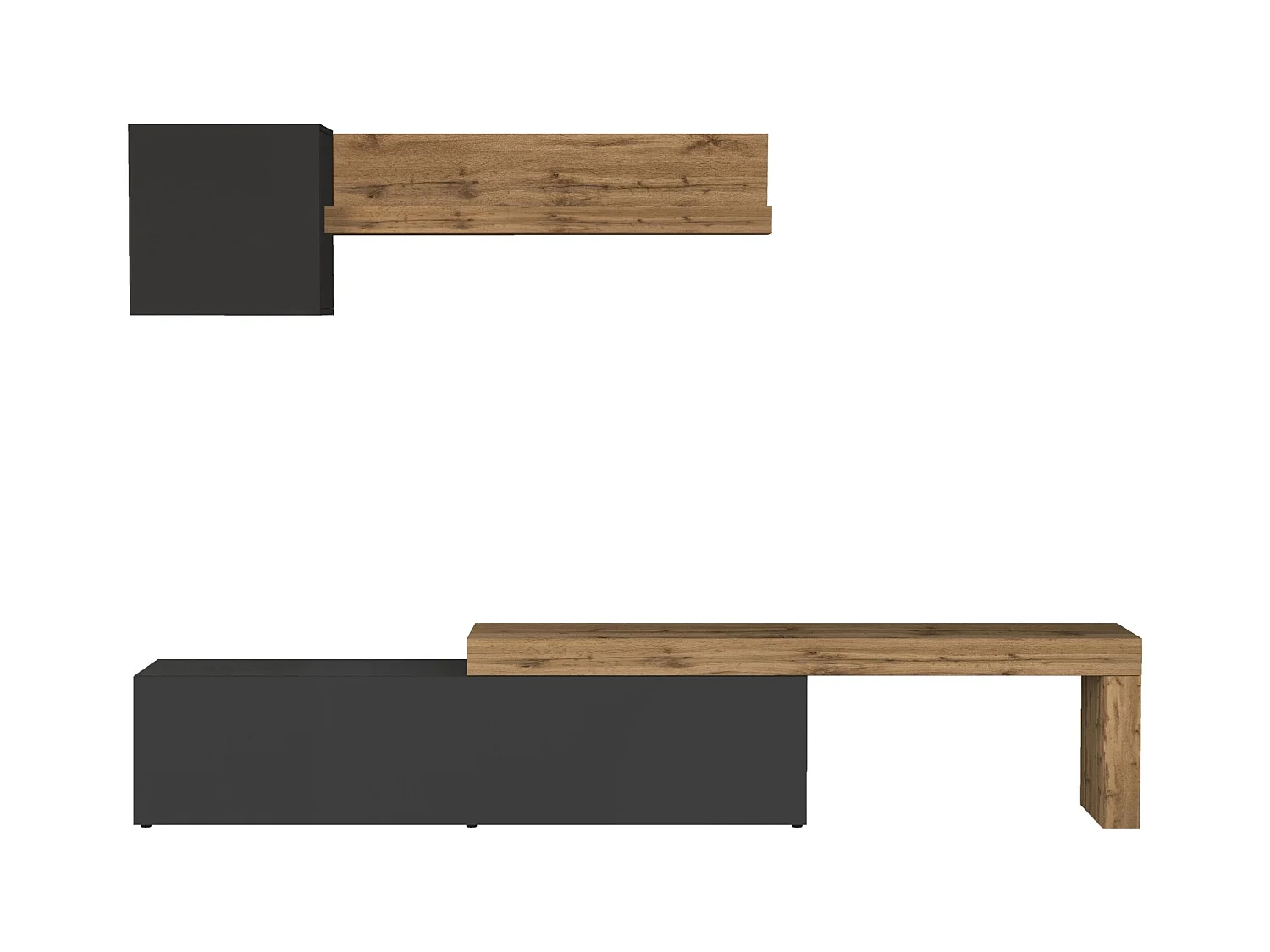 Parete attrezzata Chronos set soggiorno antracite opaco e rovere 190/350x40 cm