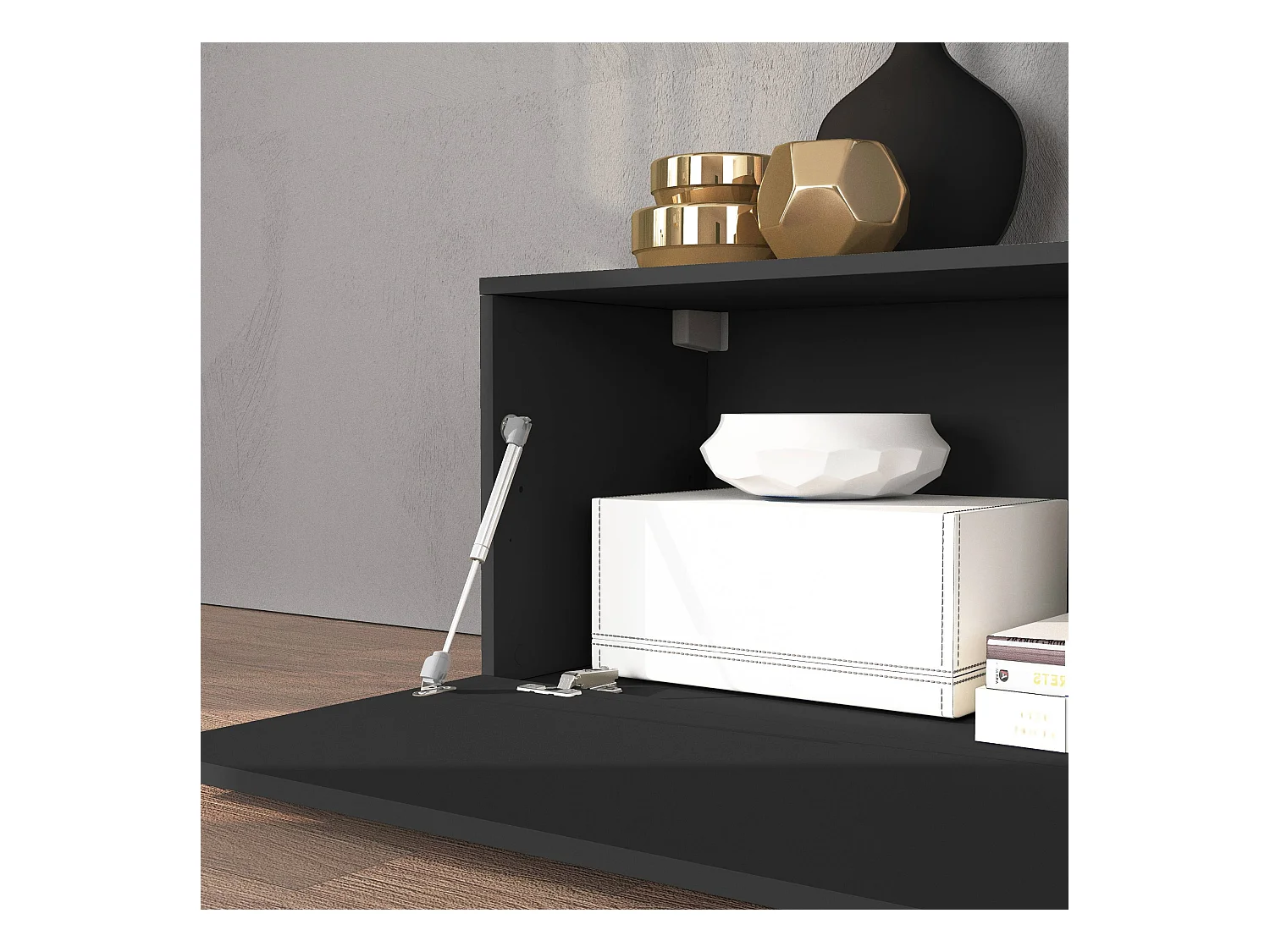 Parete attrezzata Chronos set soggiorno antracite opaco e rovere 190/350x40 cm