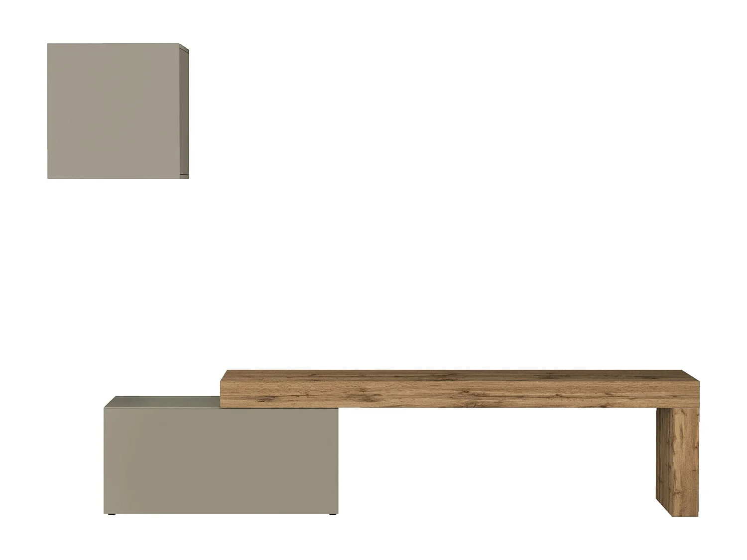 Parete attrezzata Chronos set soggiorno tortora opaco e rovere 180/260x40 cm