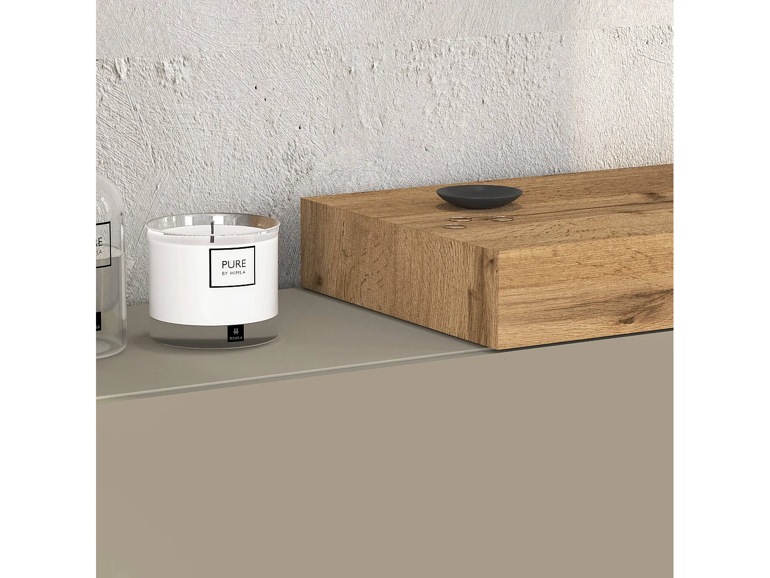 Parete attrezzata Chronos set soggiorno tortora opaco e rovere 180/260x40 cm