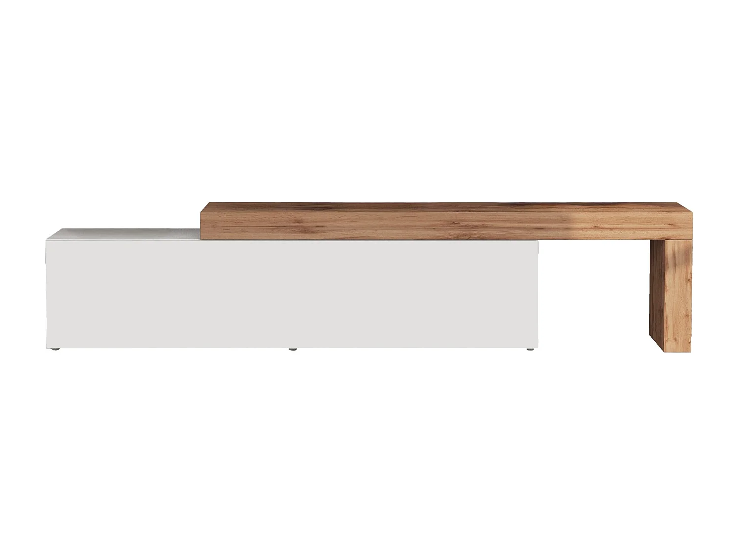 Mobile porta tv Chronos estensibile con 1 anta a ribalta bianco/rovere 190/350x40x51 cm