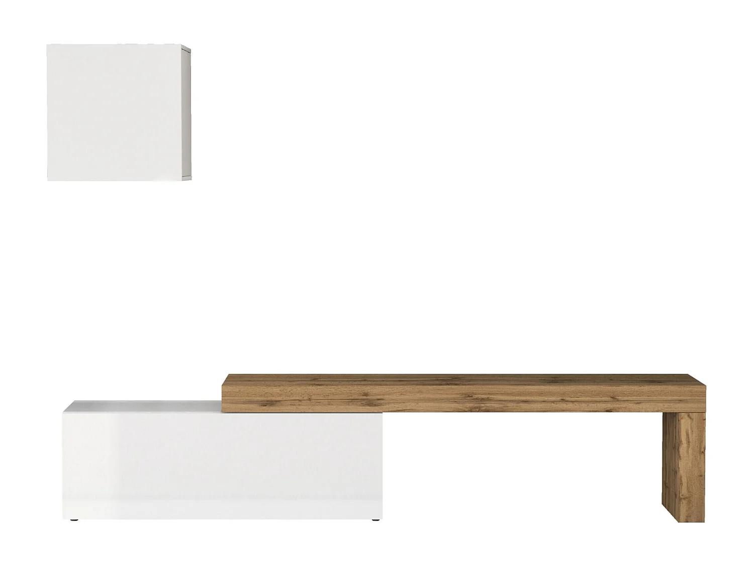 Parete attrezzata Chronos set soggiorno bianco lucido e rovere 180/290x40 cm