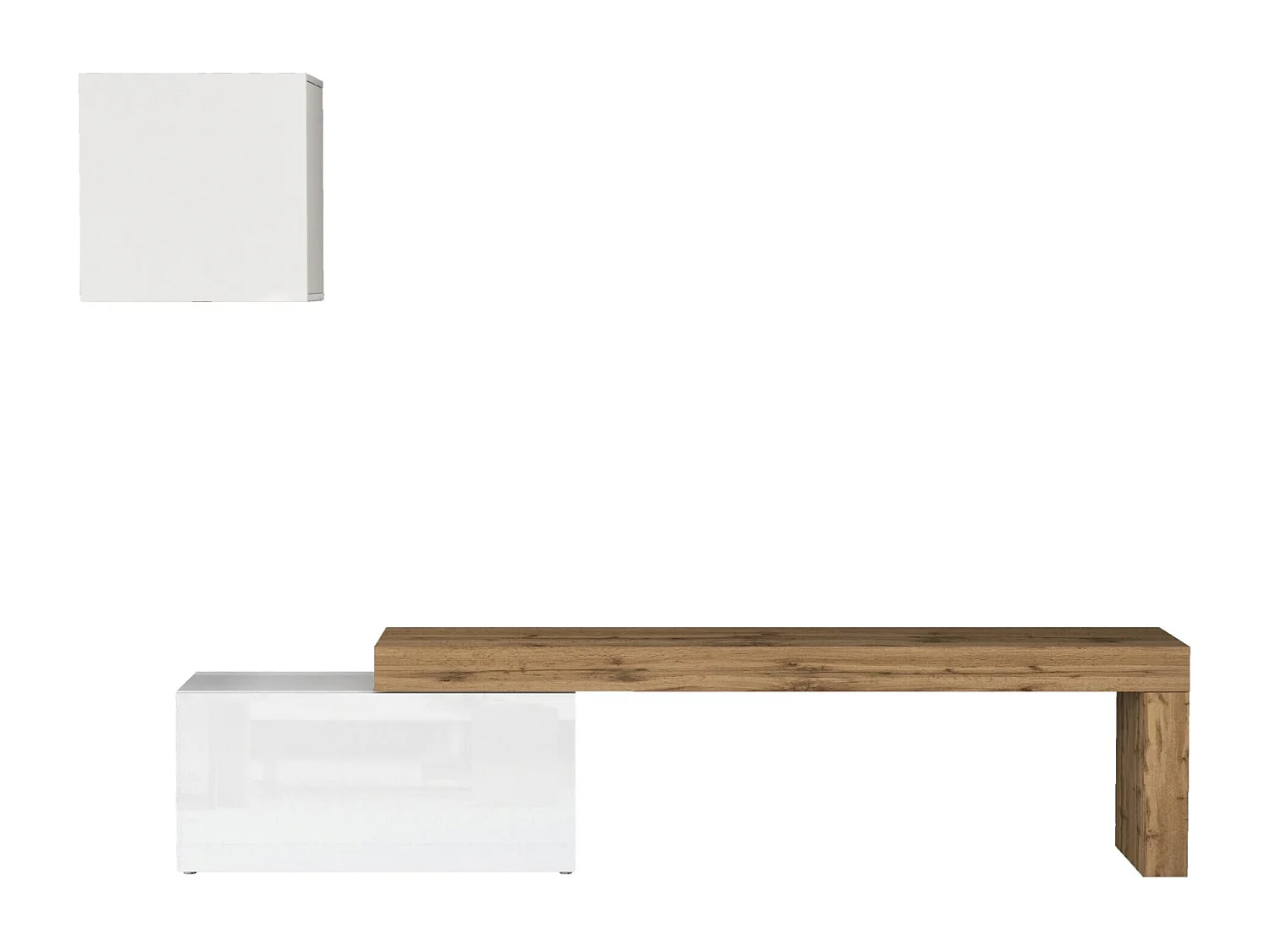 Parete attrezzata Chronos set soggiorno bianco lucido e rovere 180/260x40 cm