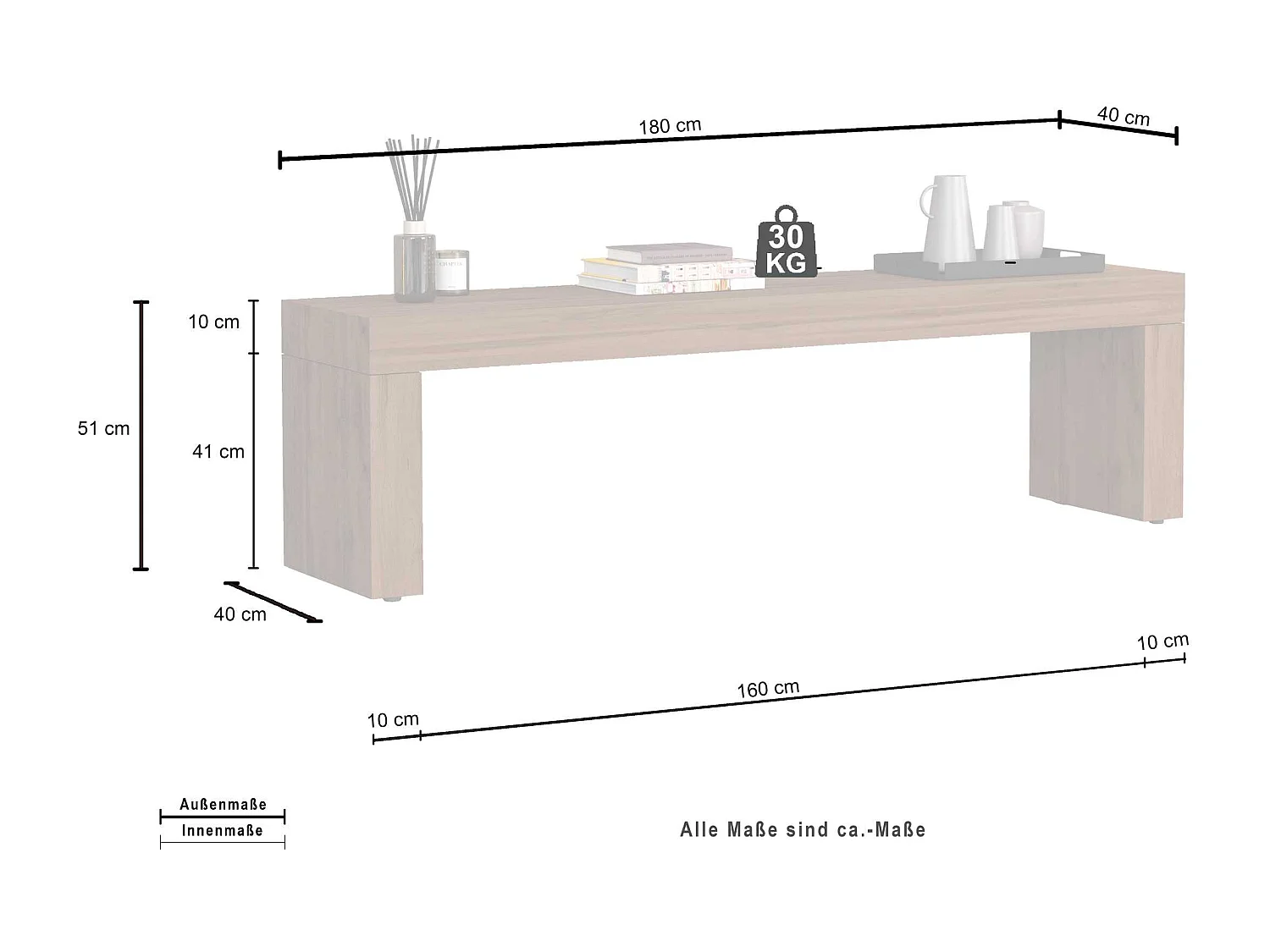 Panca porta tv Chronos colore rovere 180x40x51 cm