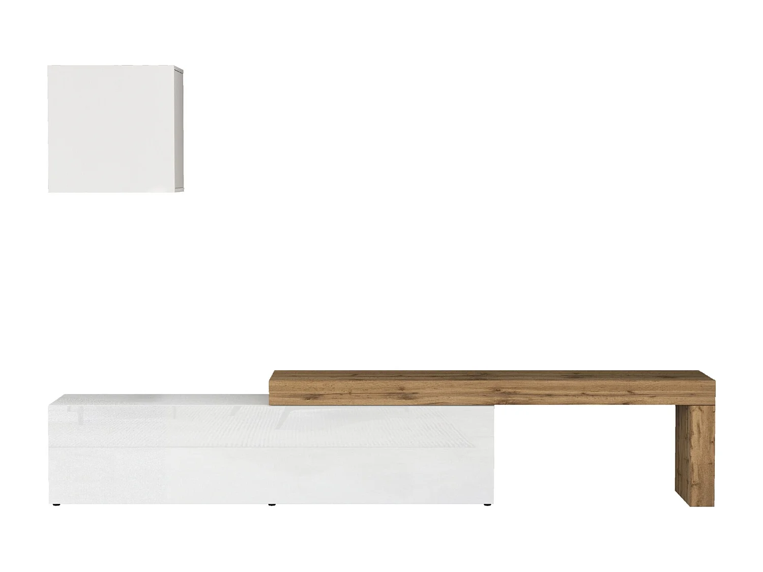 Parete attrezzata Chronos set soggiorno bianco lucido e rovere 190/350x40 cm