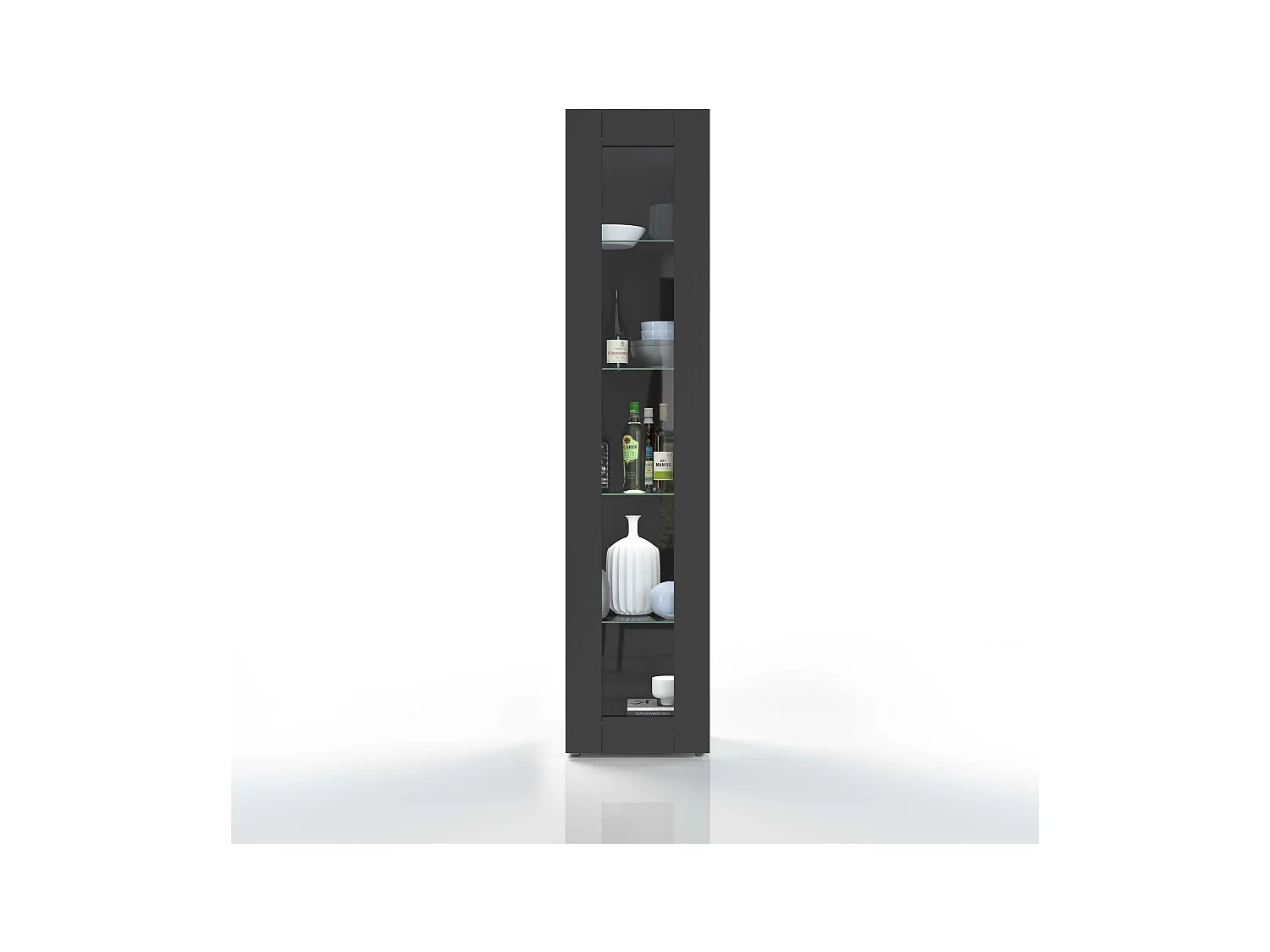 Vetrina soggiorno Maruska con 1 anta antracite opaco 40x30x180 cm