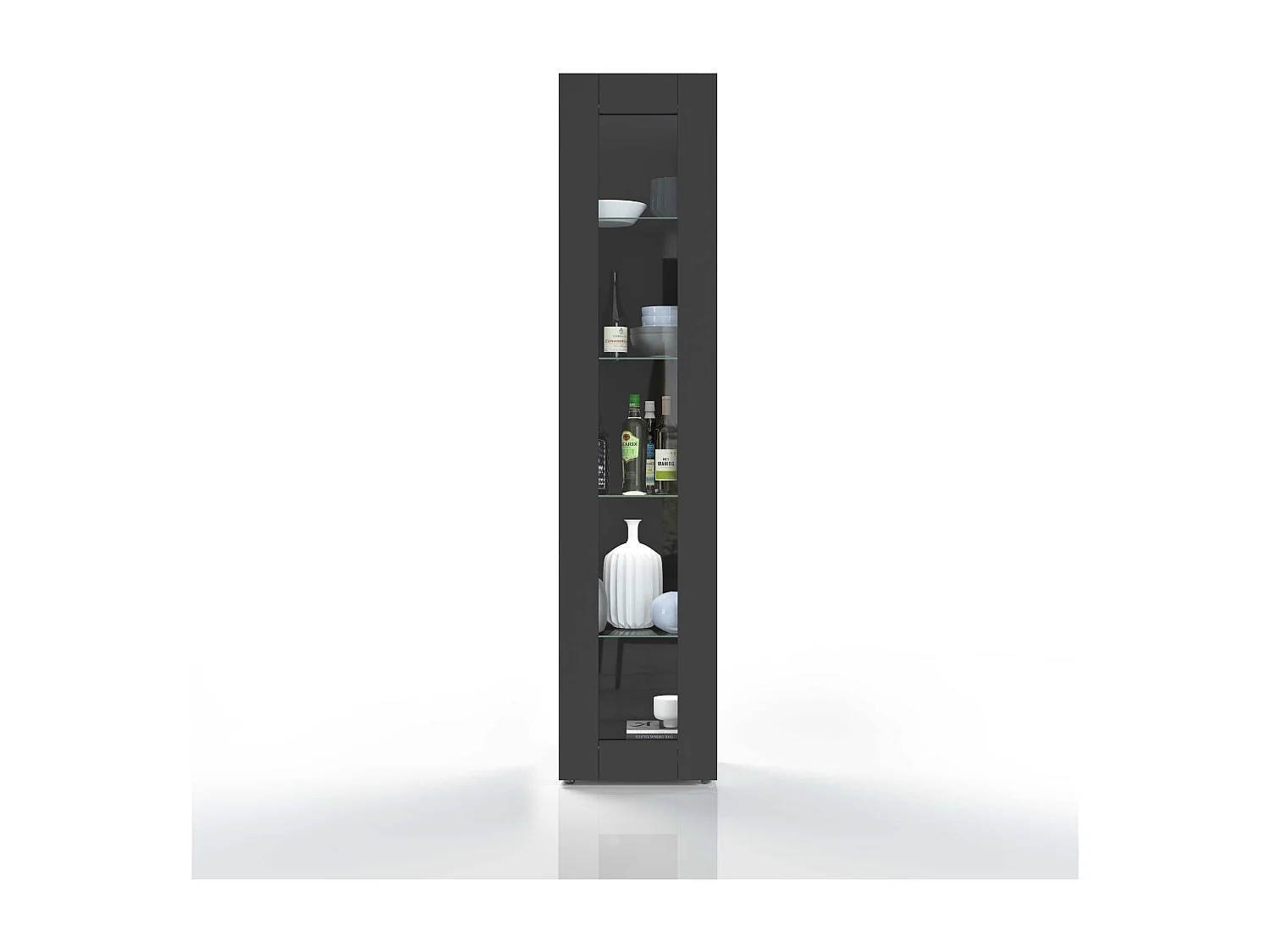 Vetrina soggiorno Maruska con 1 anta antracite opaco 40x30x180 cm