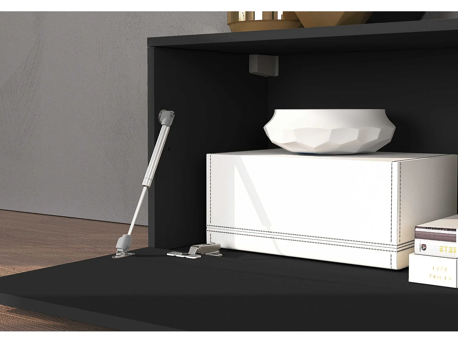 Mobile porta tv Chronos estensibile con 1 anta a ribalta antracite/rovere 180/260x40x51 cm