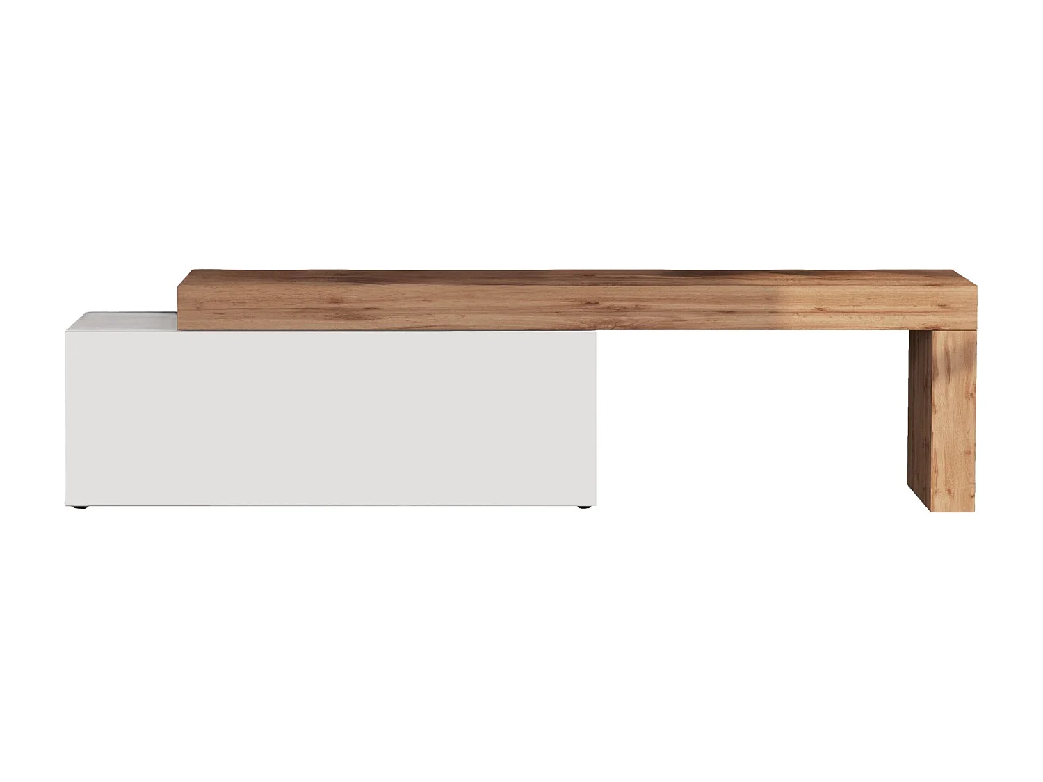 Mobile porta tv Chronos estensibile con 1 anta a ribalta  bianco/rovere 180/290x40x51 cm