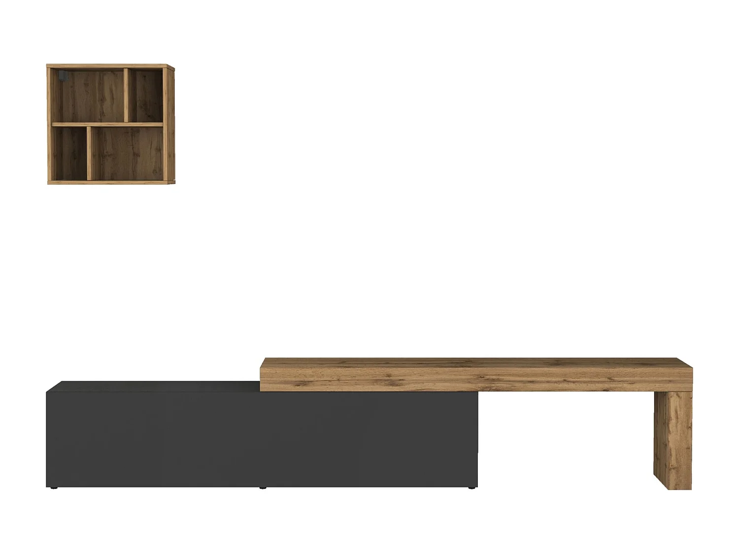 Parete attrezzata Chronos set soggiorno antracite opaco e rovere 190/350x40 cm