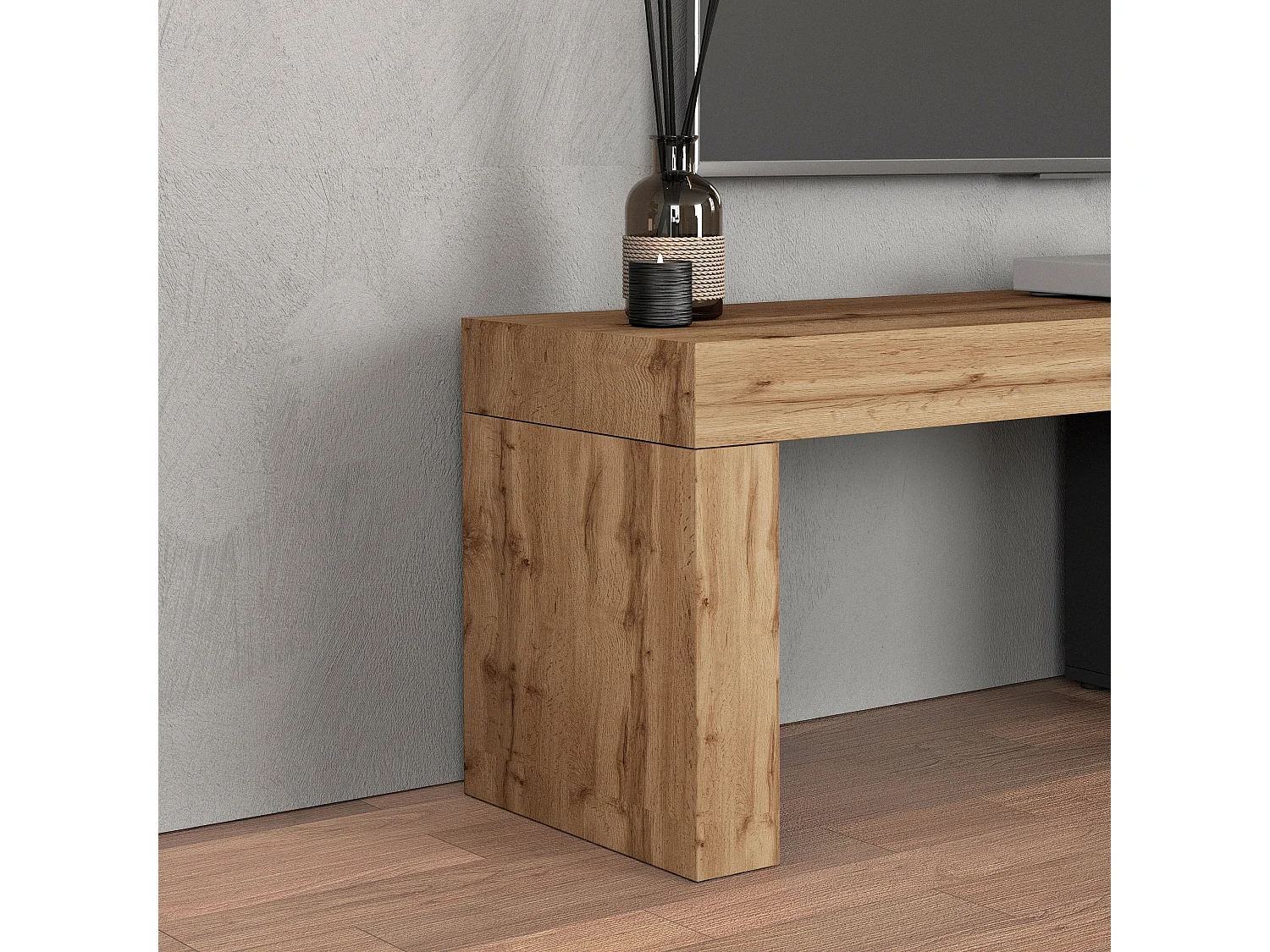 Parete attrezzata Chronos set soggiorno antracite opaco e rovere 190/350x40 cm