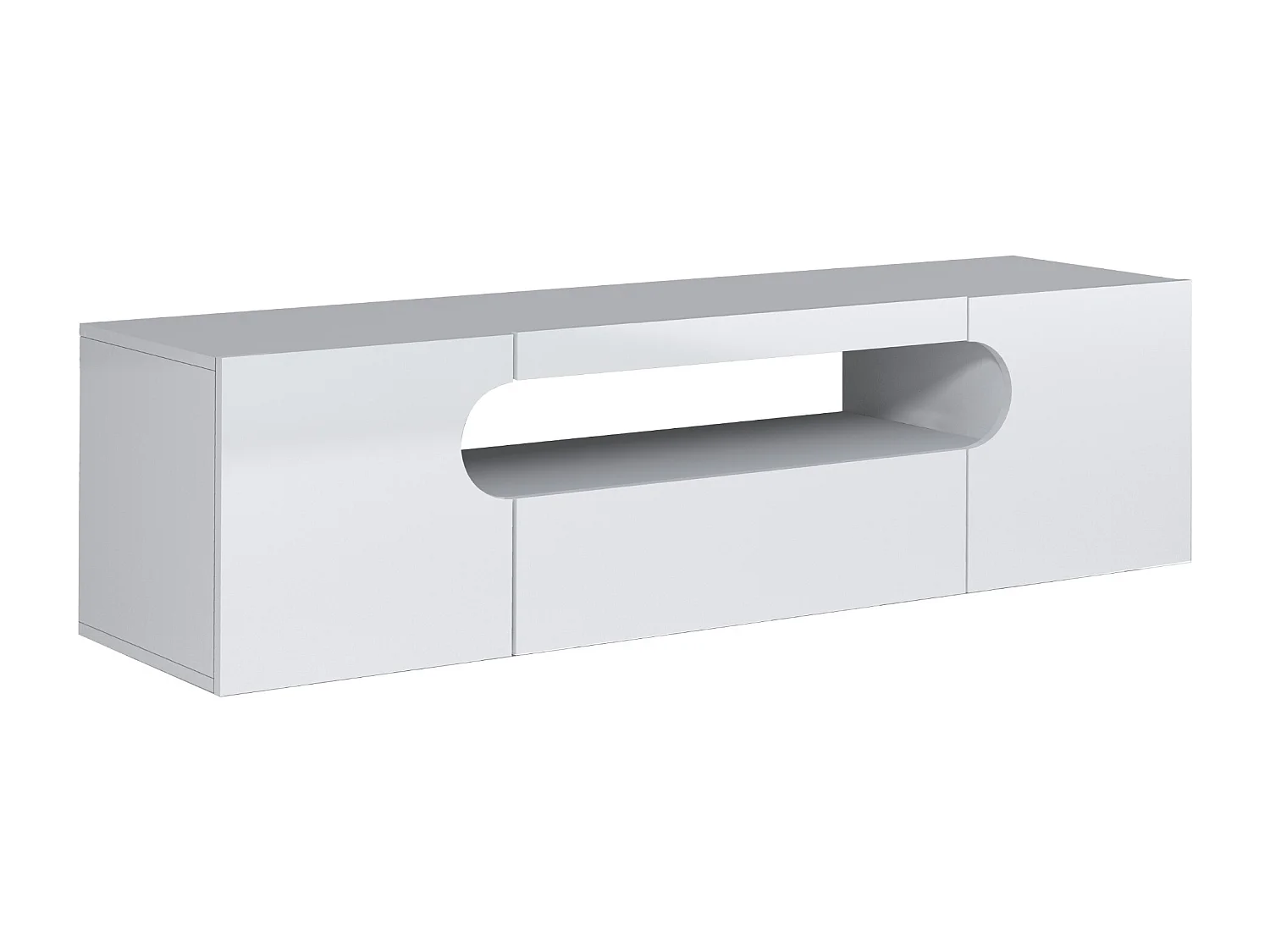 Mobile porta tv Real a 2 ante 1 ribalta e 1 vano aperto bianco lucido 150x40x40 cm