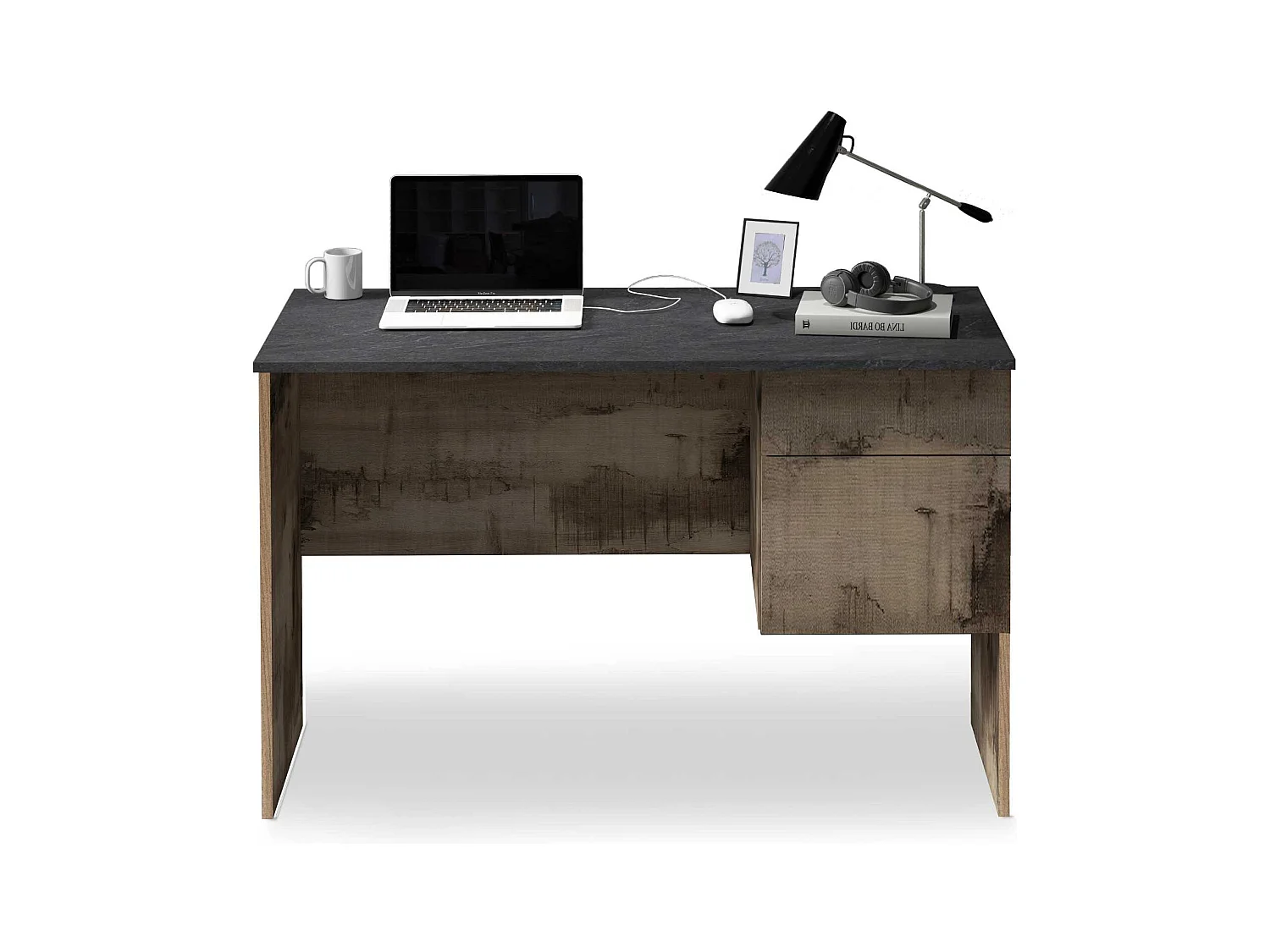 Scrivania Easy 1 anta e 1 cassetto acero e report 110x50x75 cm