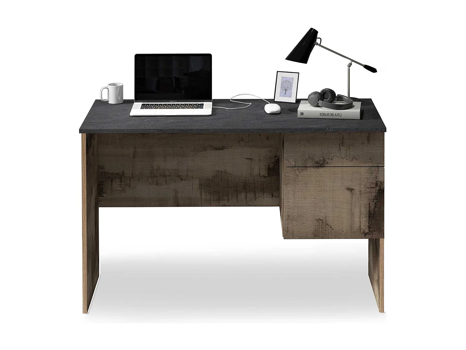 Scrivania Easy 1 anta e 1 cassetto acero e report 110x50x75 cm