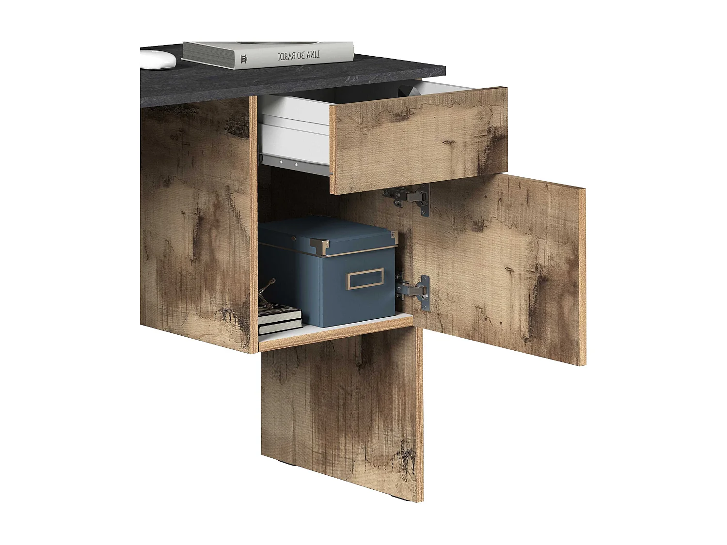 Scrivania Easy 1 anta e 1 cassetto acero e report 110x50x75 cm