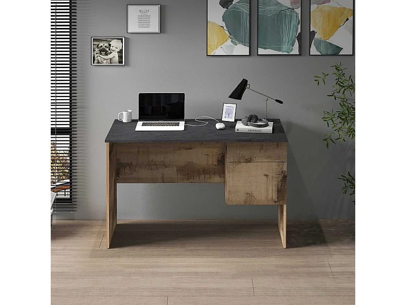 Scrivania Easy 1 anta e 1 cassetto acero e report 110x50x75 cm