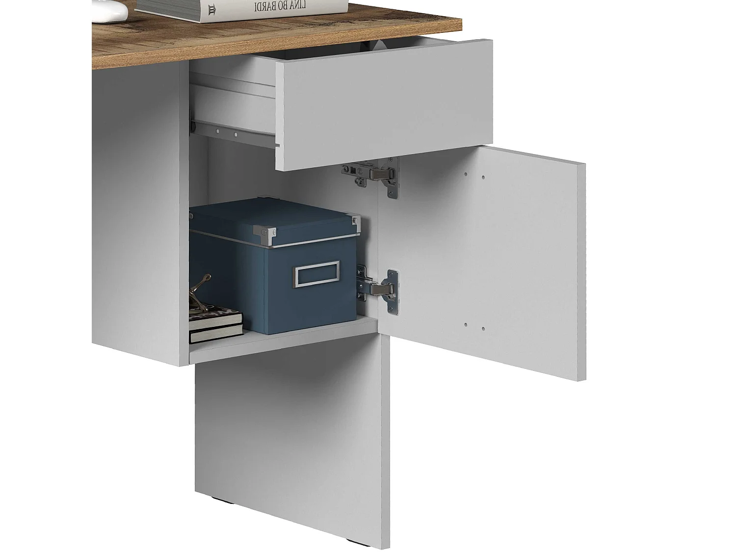 Scrivania Easy 1 anta e 1 cassetto acero e bianco opaco 110x50x75 cm