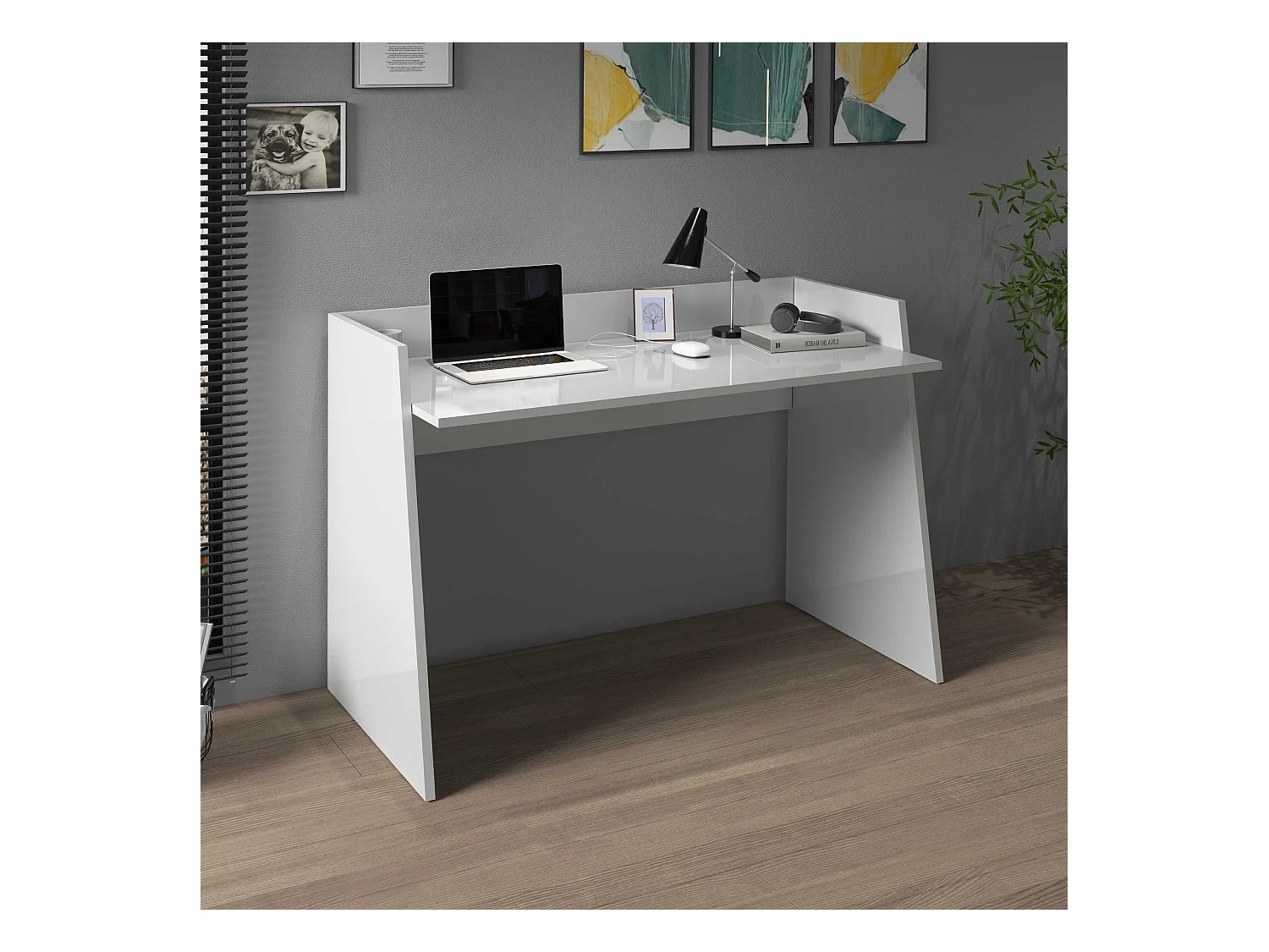 Scrivania Easy bianco lucido 100x50x75 cm