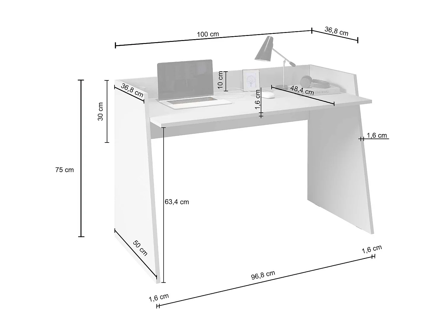 Scrivania Easy bianco lucido 100x50x75 cm