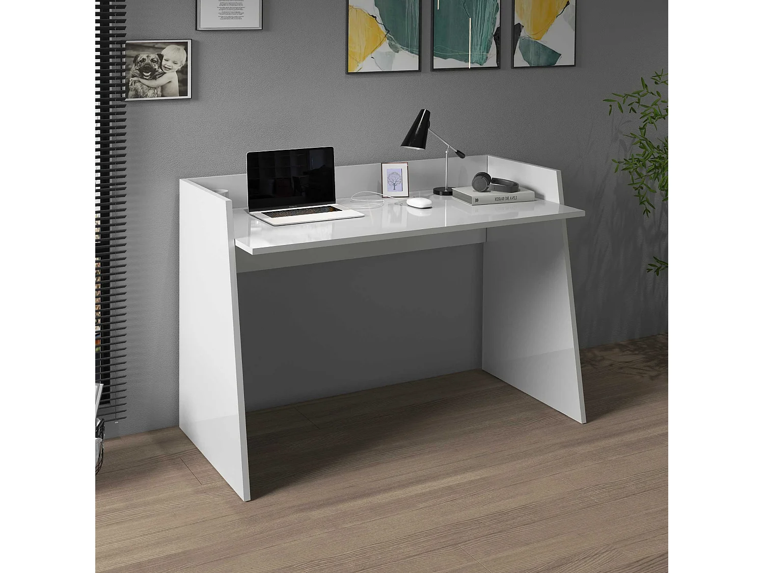 Scrivania Easy bianco lucido 100x50x75 cm