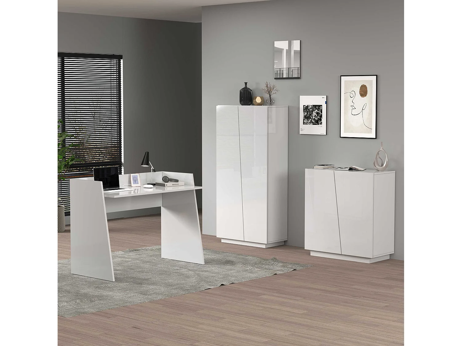 Scrivania Easy bianco lucido 100x50x75 cm