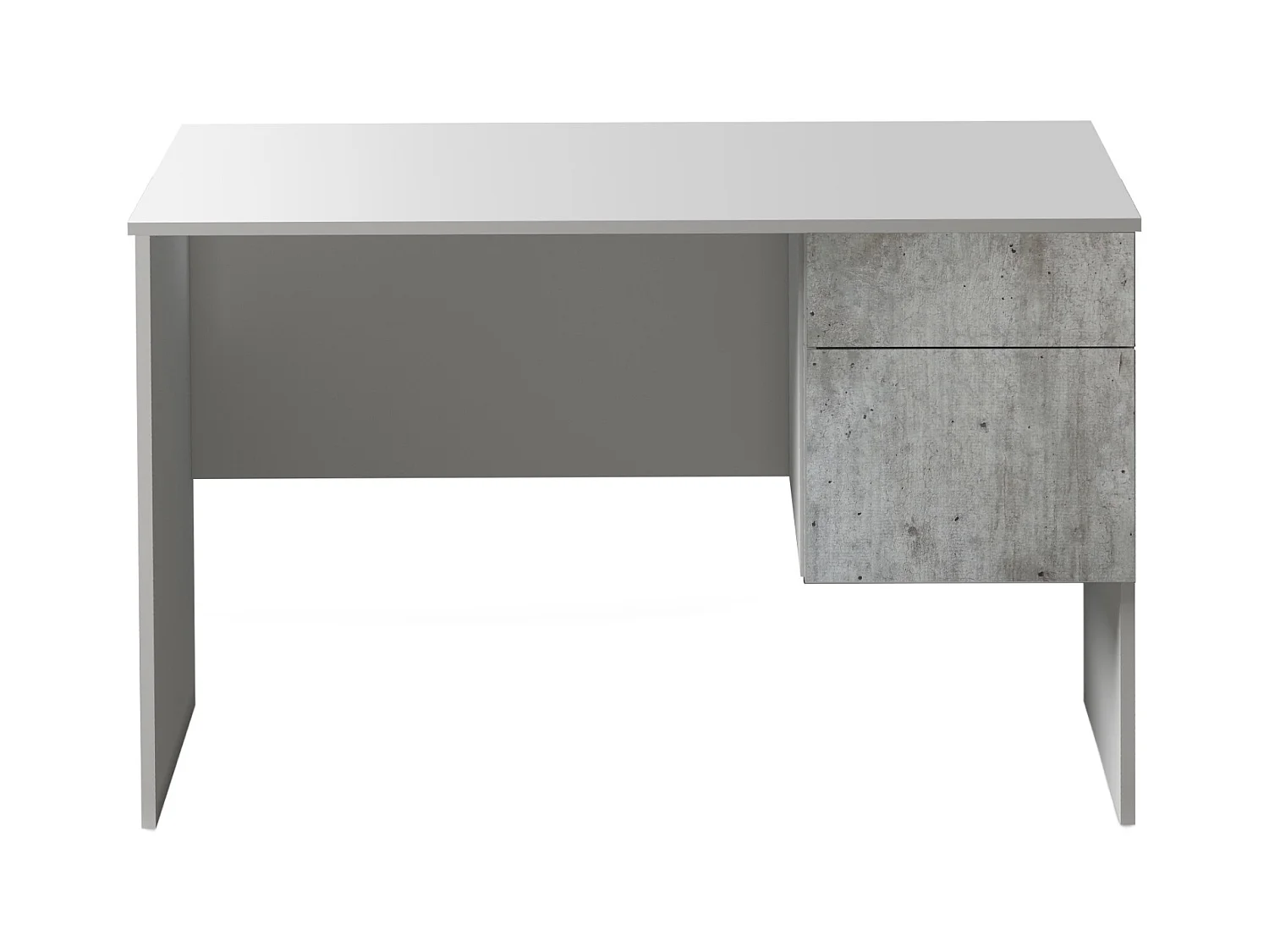 Scrivania Easy 1 anta e 1 cassetto bianco opaco e cemento 110x50x75 cm
