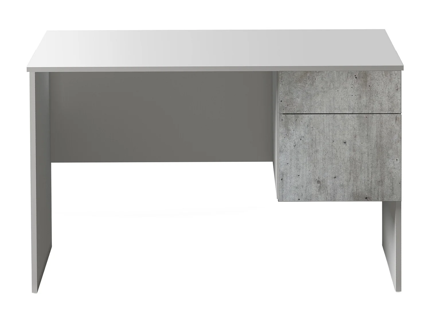 Scrivania Easy 1 anta e 1 cassetto bianco opaco e cemento 110x50x75 cm