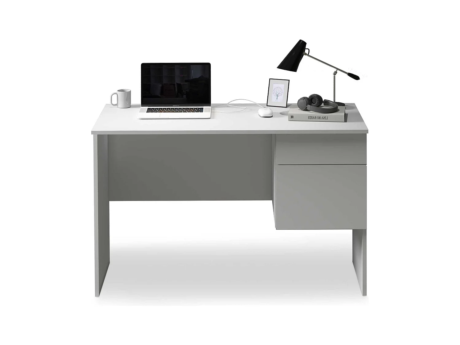 Scrivania Easy 1 anta e 1 cassetto bianco opaco 110x50x75 cm