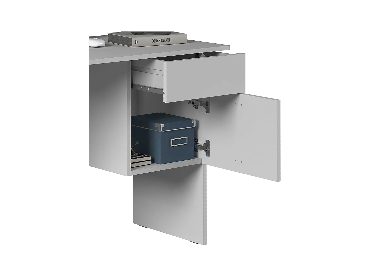 Scrivania Easy 1 anta e 1 cassetto bianco opaco 110x50x75 cm