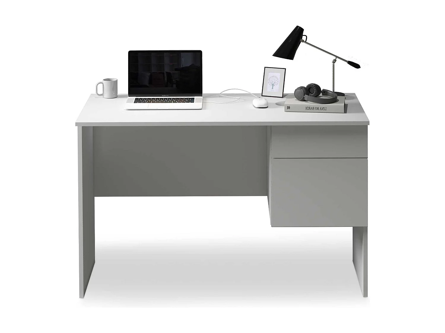 Scrivania Easy 1 anta e 1 cassetto bianco opaco 110x50x75 cm