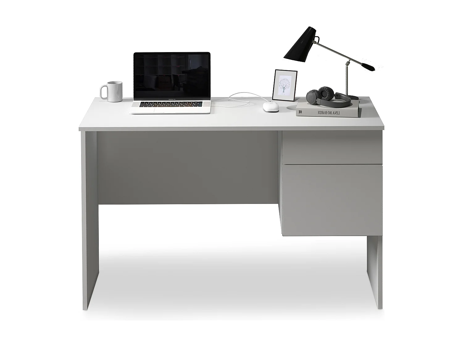 Escritorio Easy con 1 puerta y 1 cajón blanco mate 110x50x75 cm