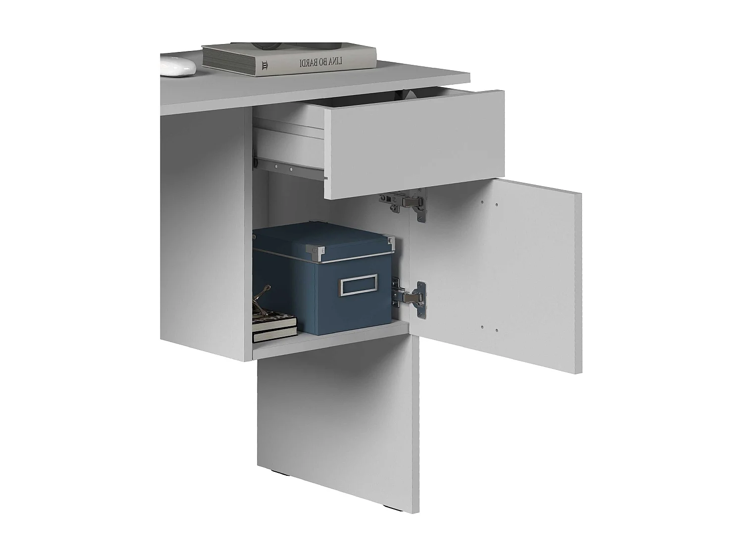 Escritorio Easy con 1 puerta y 1 cajón blanco mate 110x50x75 cm