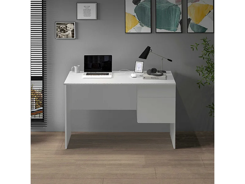 Scrivania Easy 1 anta e 1 cassetto bianco opaco 110x50x75 cm